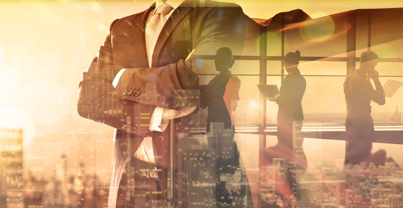 professional man in a suit with his hands crossed