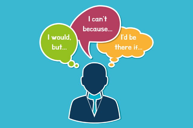 drawing of a person giving excuses