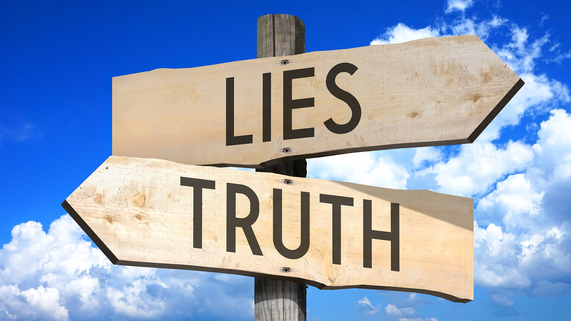 lies truth crossroads sign